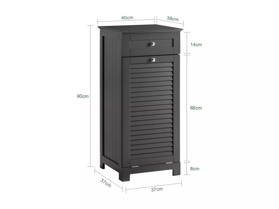SoBuy Meuble Bas de Salle de Bain Armoire Toilette avec 1 Tiroir et 1 Panier à Linge, BZR73-DG