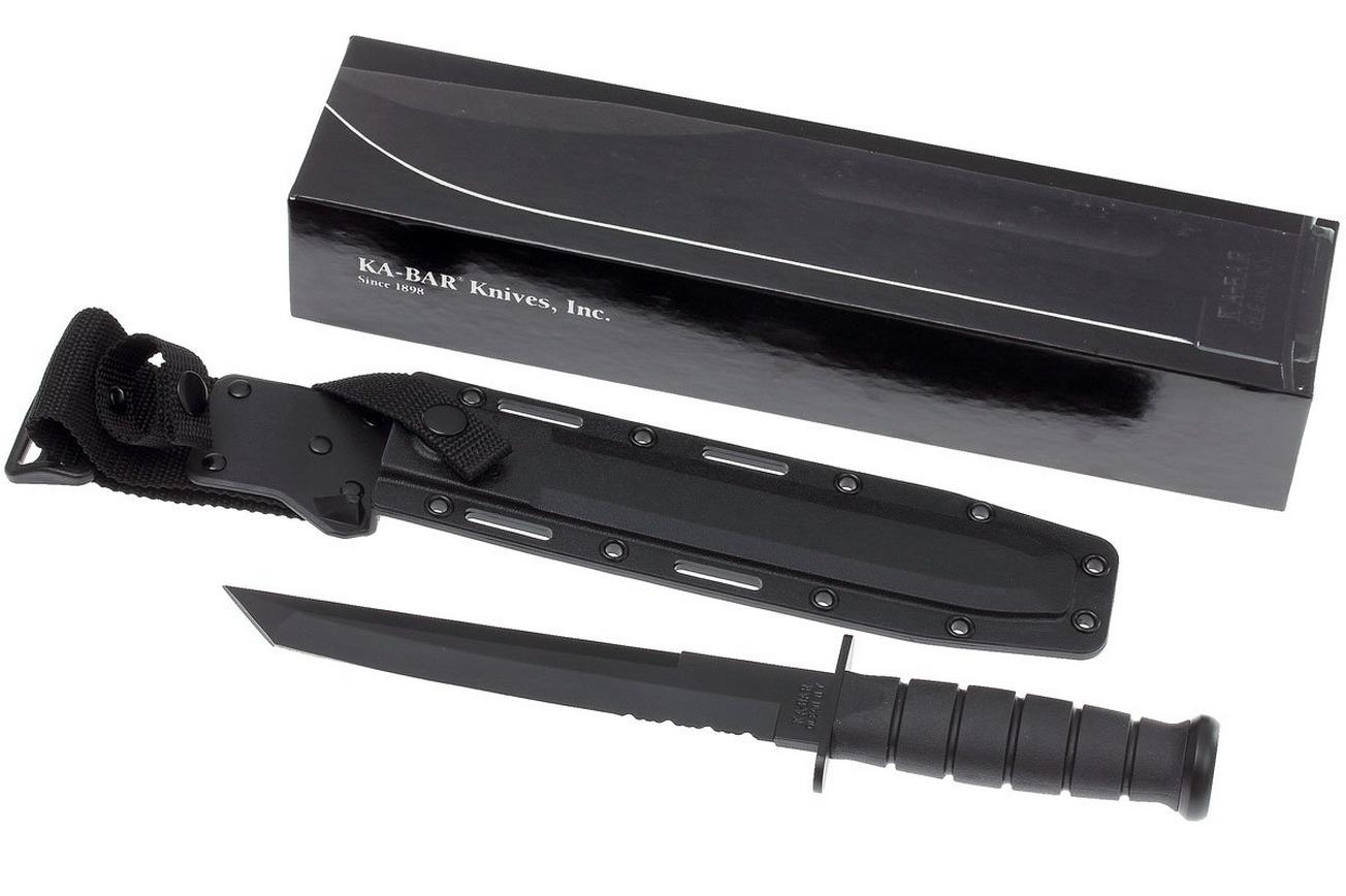 KA-BAR Tanto 1245 deels gekarteld, kydex foedraal, survivalmes