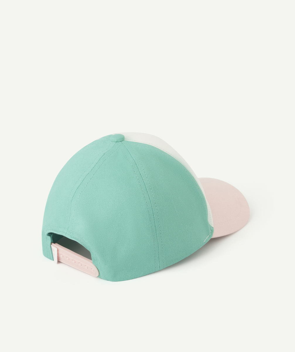 casquette fille rose et vert avec message brodé