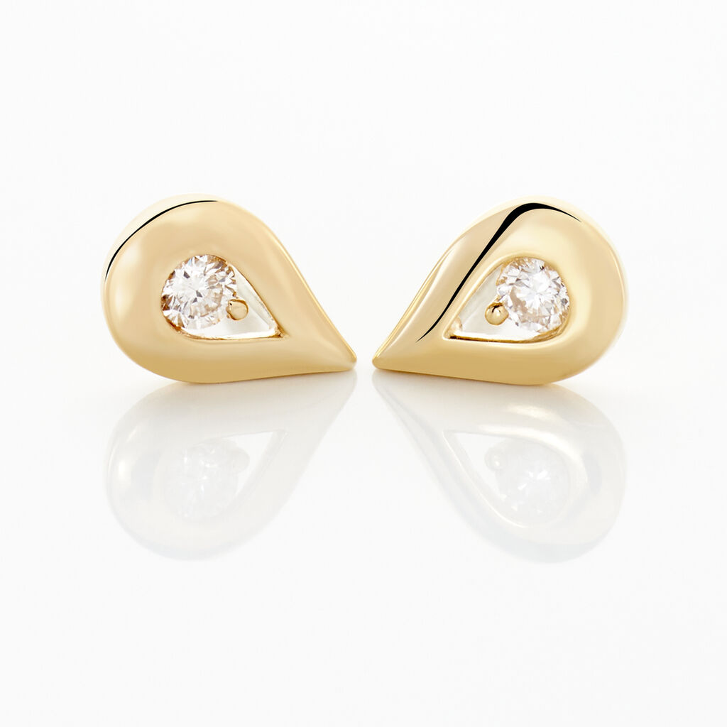 Boucles D'oreilles Puces Purete Or Jaune Diamant