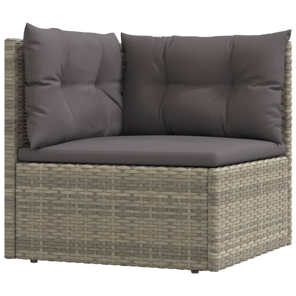 Salon de jardin meuble d'extérieur ensemble de mobilier 7 pièces avec coussins gris résine tressée