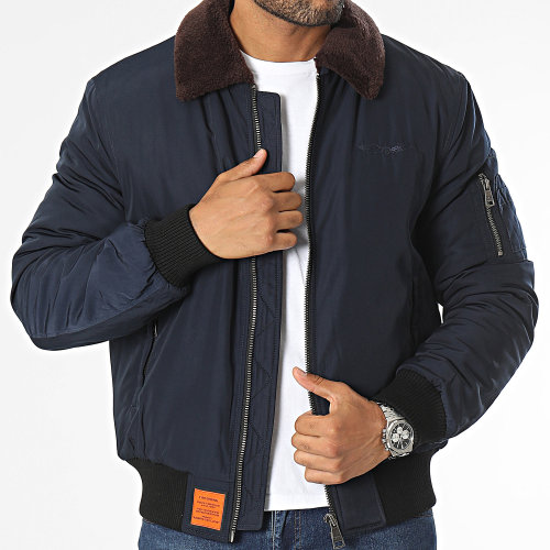 Veste Bomber Col Fourrure Curtiss Bleu Marine