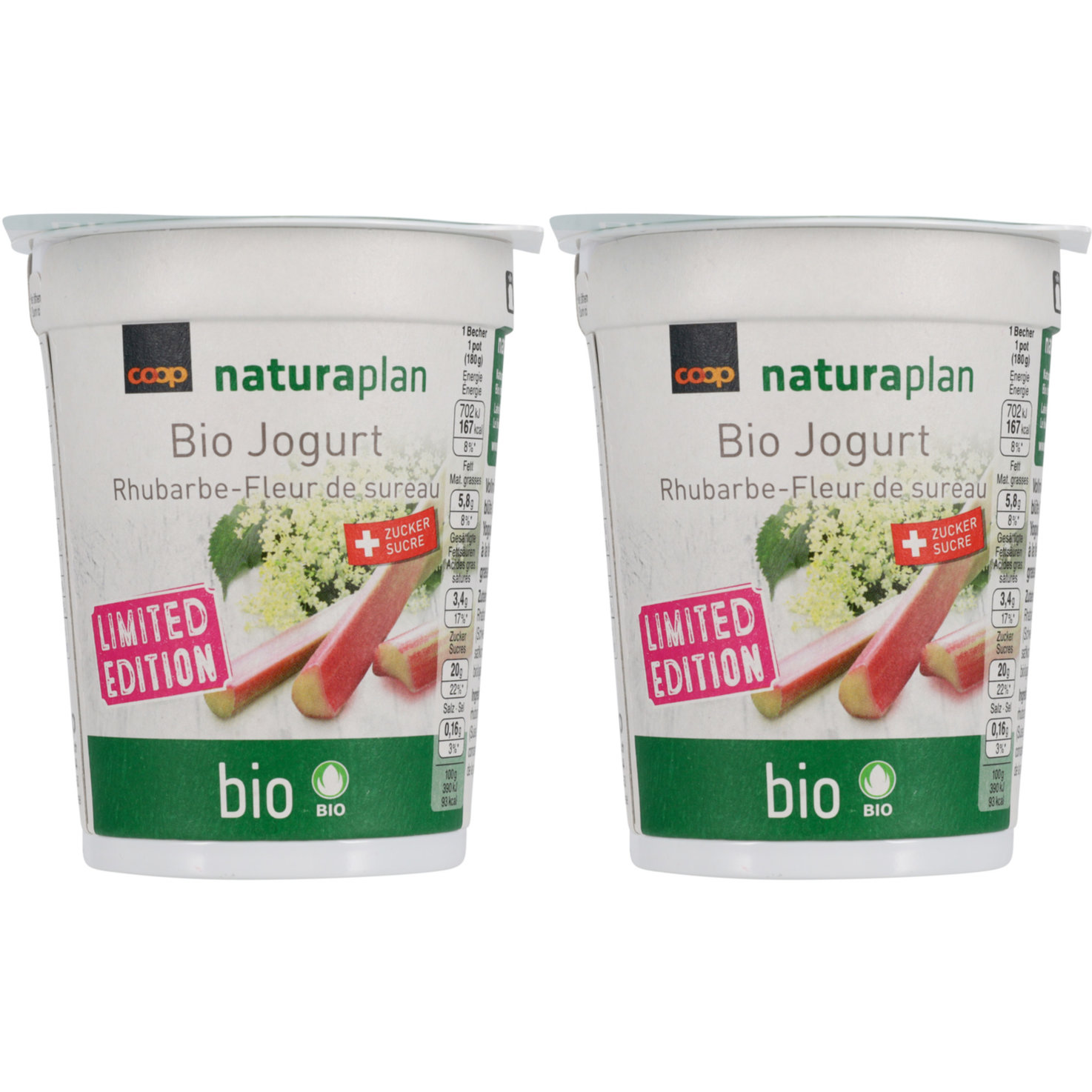Naturaplan Bio Joghurt Rhabarber & Holunder 2x180g