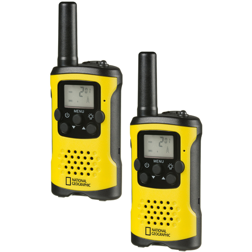 Conjunto de 2 rádios comunicadores National Geographic com longo alcance de até 6 km.