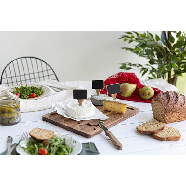 Plateau à fromages avec étiquettes et couteau Livoo