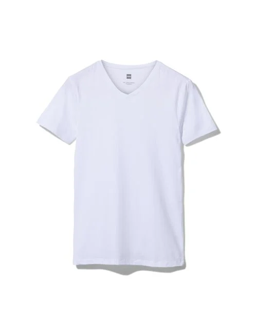 t-shirt homme slim fit col en v blanc