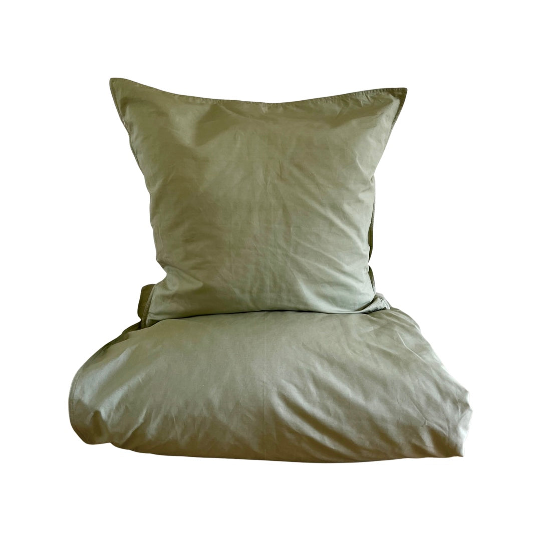 Omhu  Percale sengetøj - Dusty Green