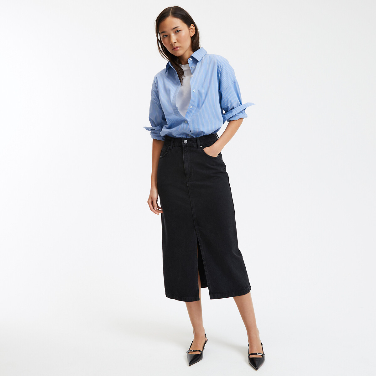 COLEÇÕES LA REDOUTE<br>Camisa listrada folgada, modelo exclusivo APOLLINE