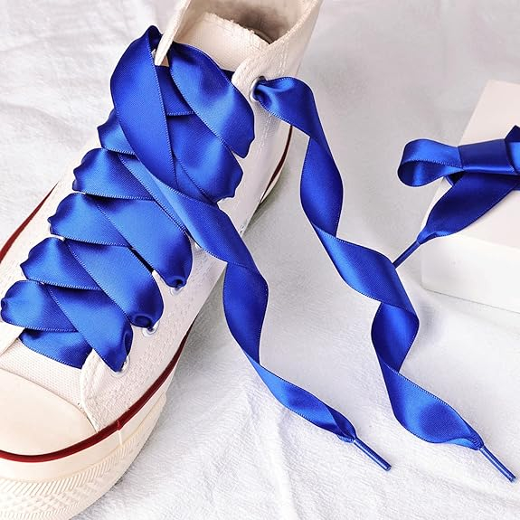 (1 Paar) 120cm Breite Satin Schnürsenkel Klassische Sneaker Schuhbändel - Blau