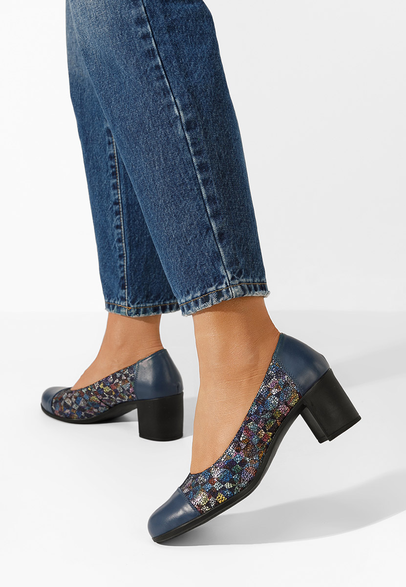 Chaussures en cuir à talon épais multicolores Judy V2