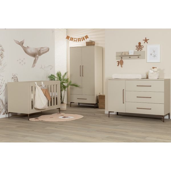 TWF Ledikant 60 x 120 - Commode 3 Laden - Hanglegkast 2 Deuren 1 Lade Salerno Metaal
