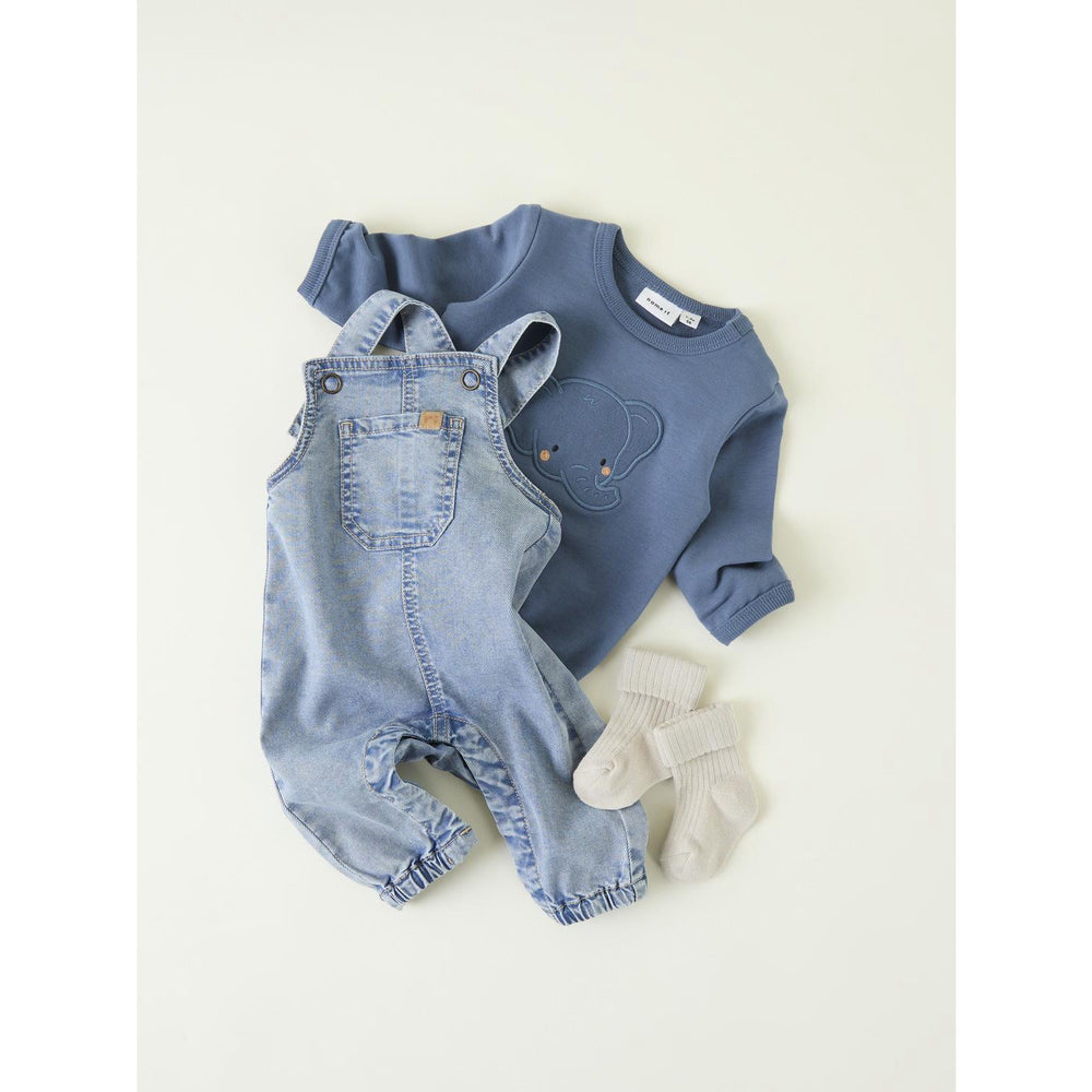 Køb Name It Medium Blue Denim Alvin Baggy Denim Overall