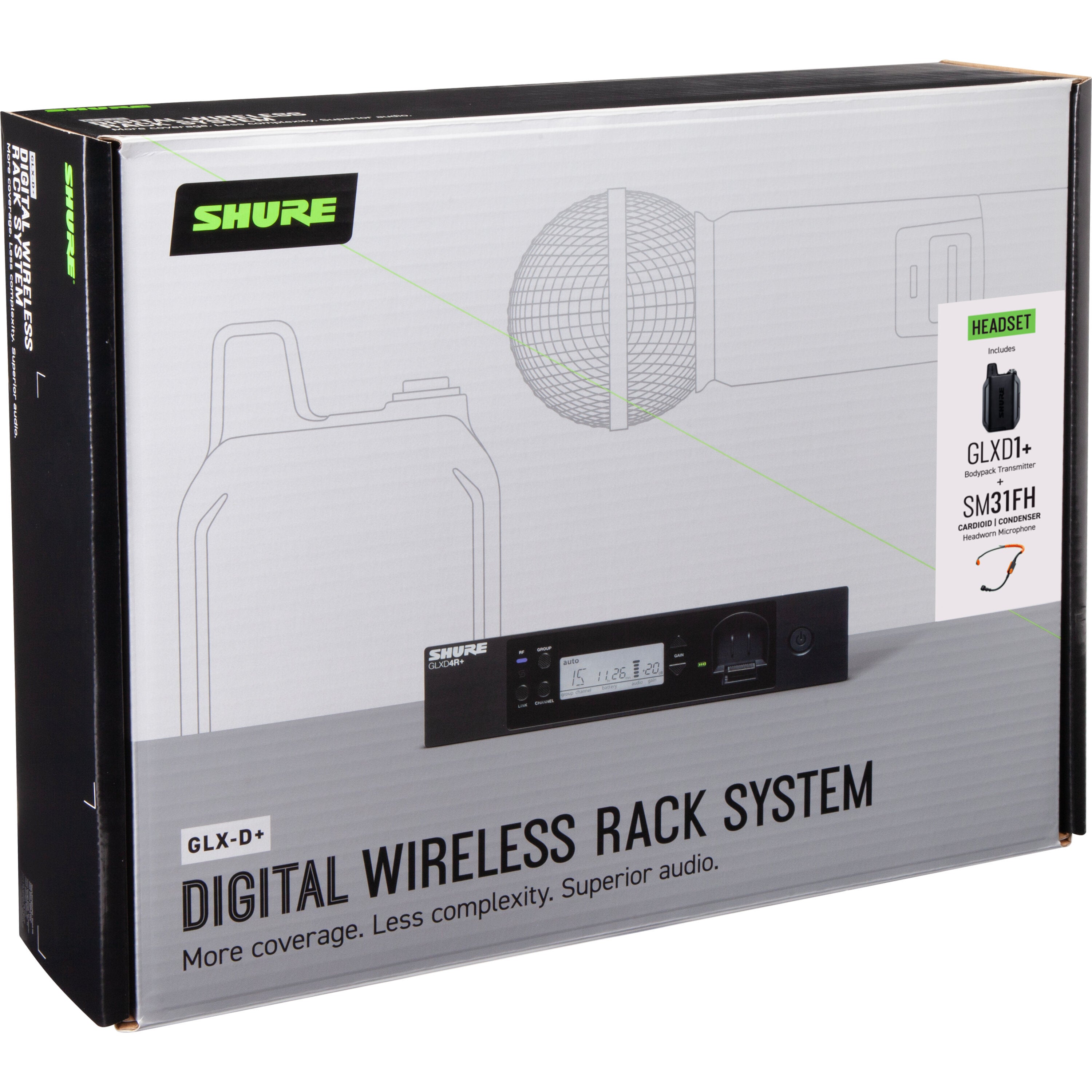 Shure GLXD14R+/SM31 draadloze fitnessheadset microfoonset
