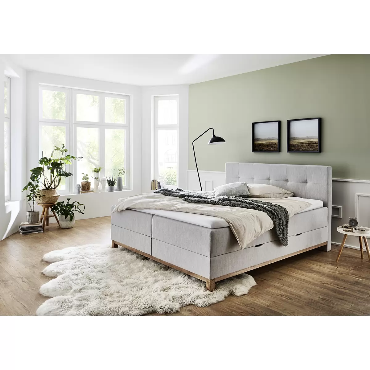 Boxspringbett CATANIA 160x200 Hellgrau