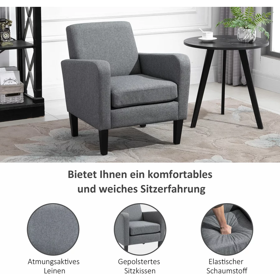 HOMCOM Einzelsessel zum Relaxen hellgrau
