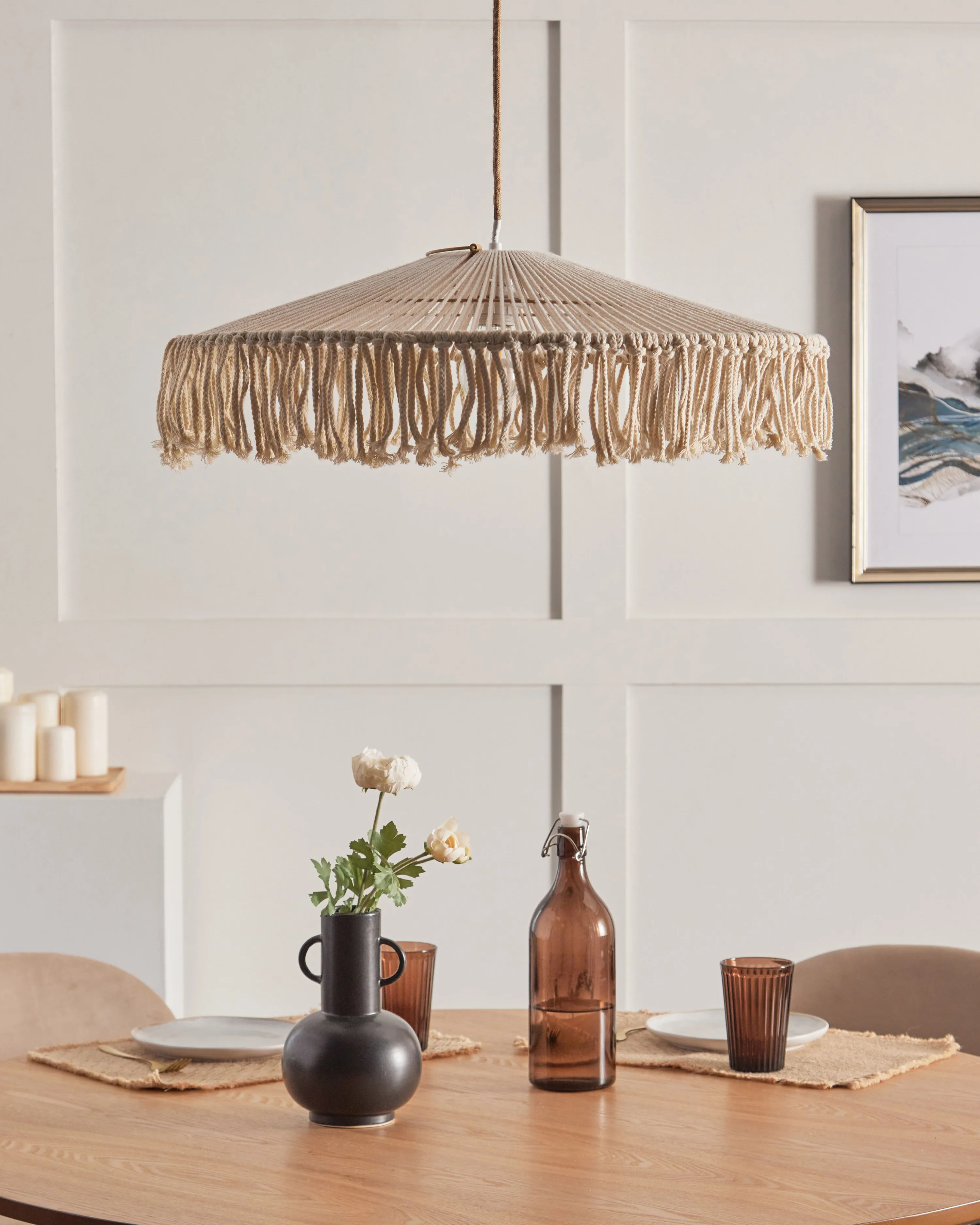Hanglamp AKOBO Papierkoord Beige