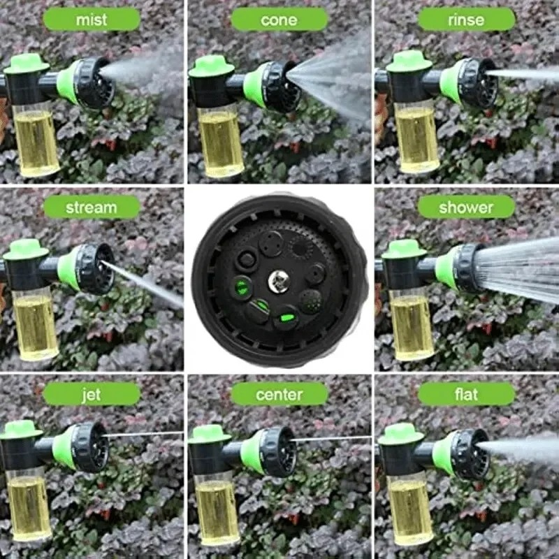 Garten Handbrause Gartenschlauch Spritzpistole Auto Pflege Multidüse mit 8 Funktionen   Seifenspender - Grün / Schwarz