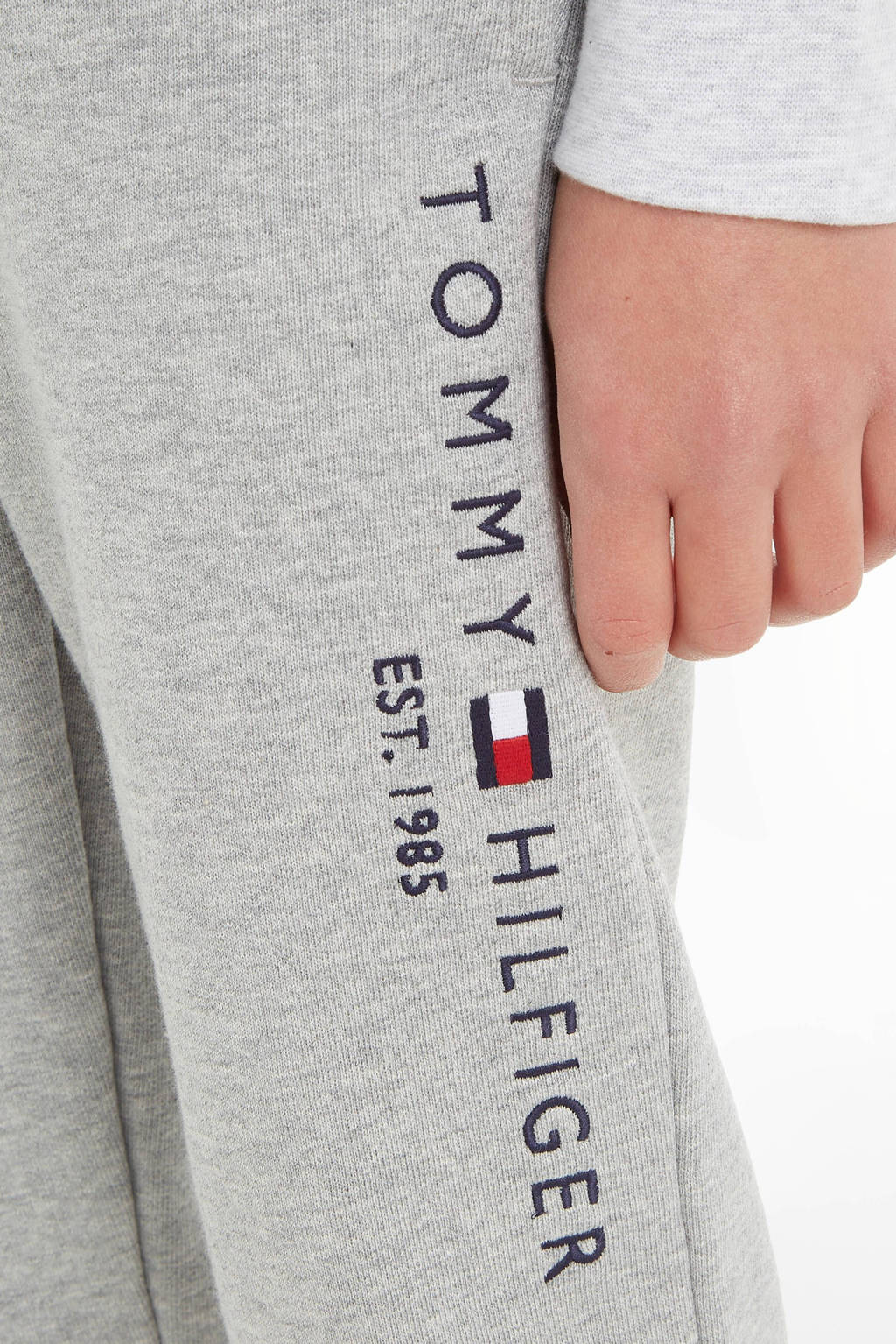 Tommy Hilfiger joggingbroek van katoen lichtgrijs melange/rood/donkerblauw