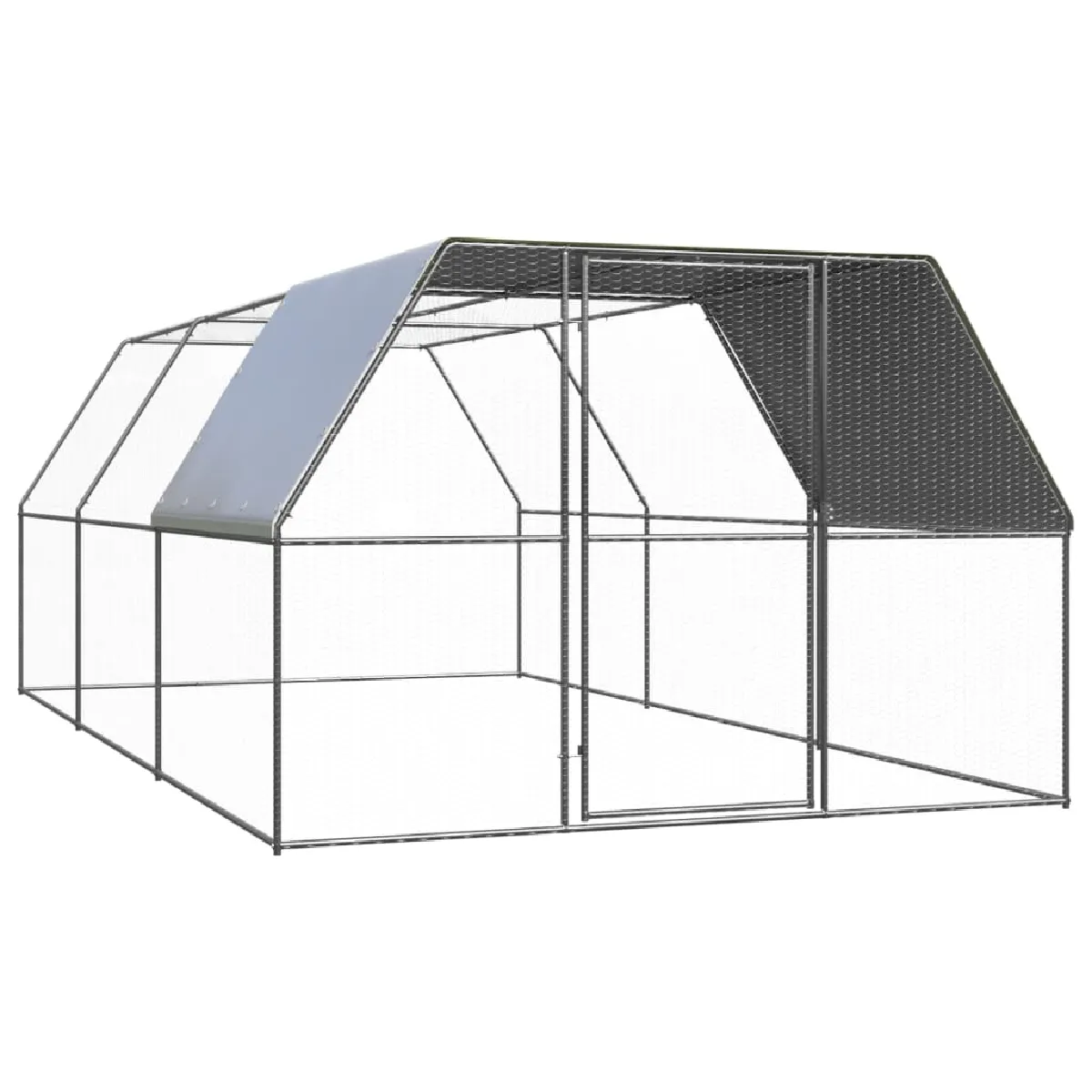 vidaXL Poulailler extérieur - Acier galvanisé - 3 x 6 x 2 m