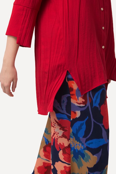 Hemdbluse, asymmetrische Manschetten, Hemdkragen, 3/4-Arm