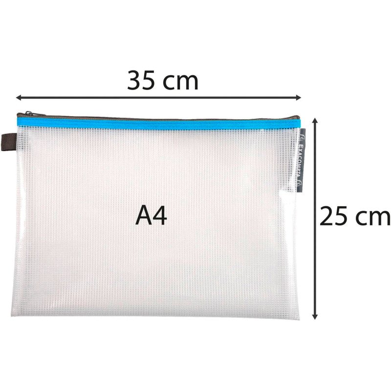 Pochette de rangement à fermeture éclair A4 Exacompta couleurs assorties