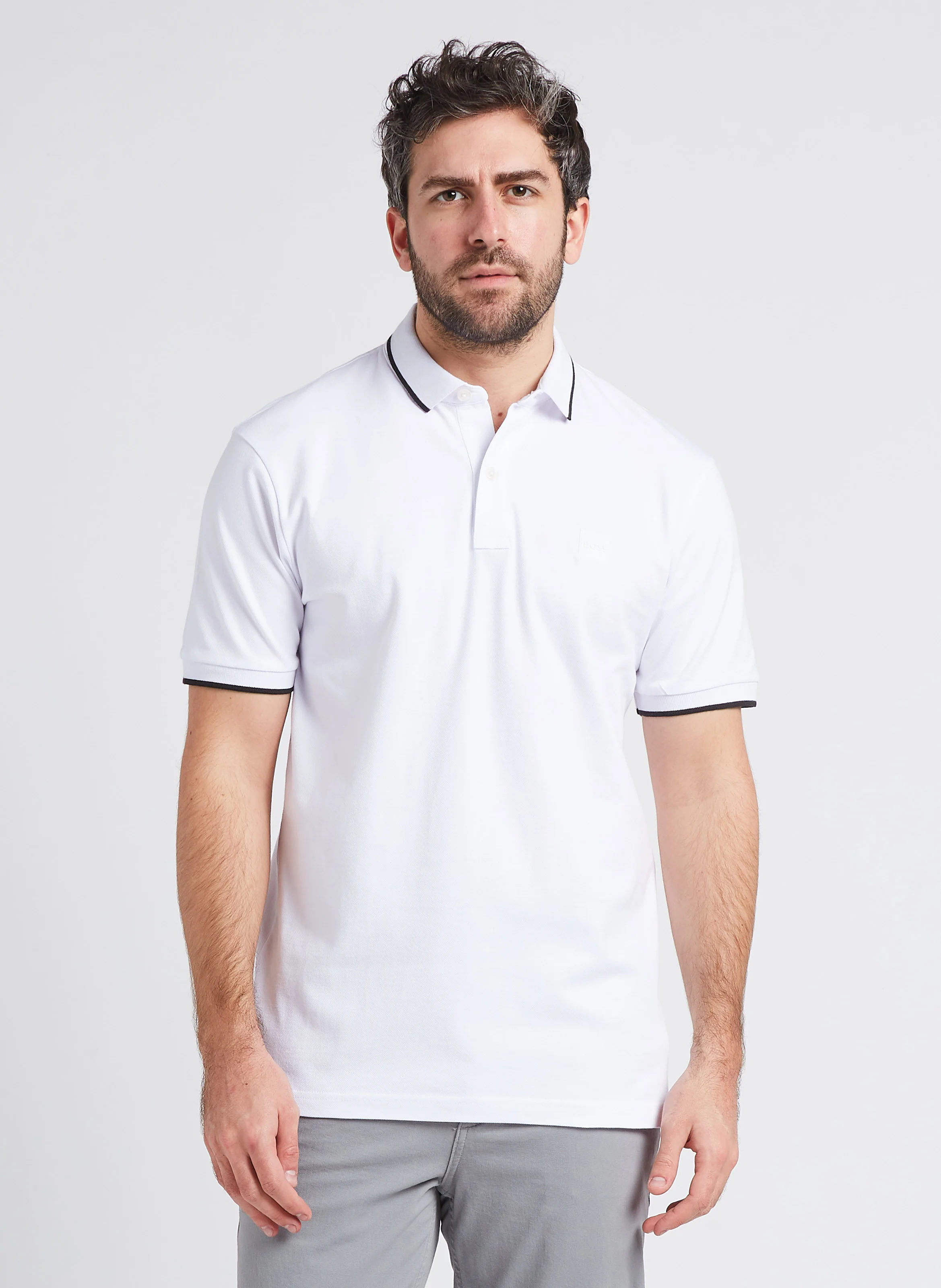 Polo slim-fit en coton stretch | Blanc
