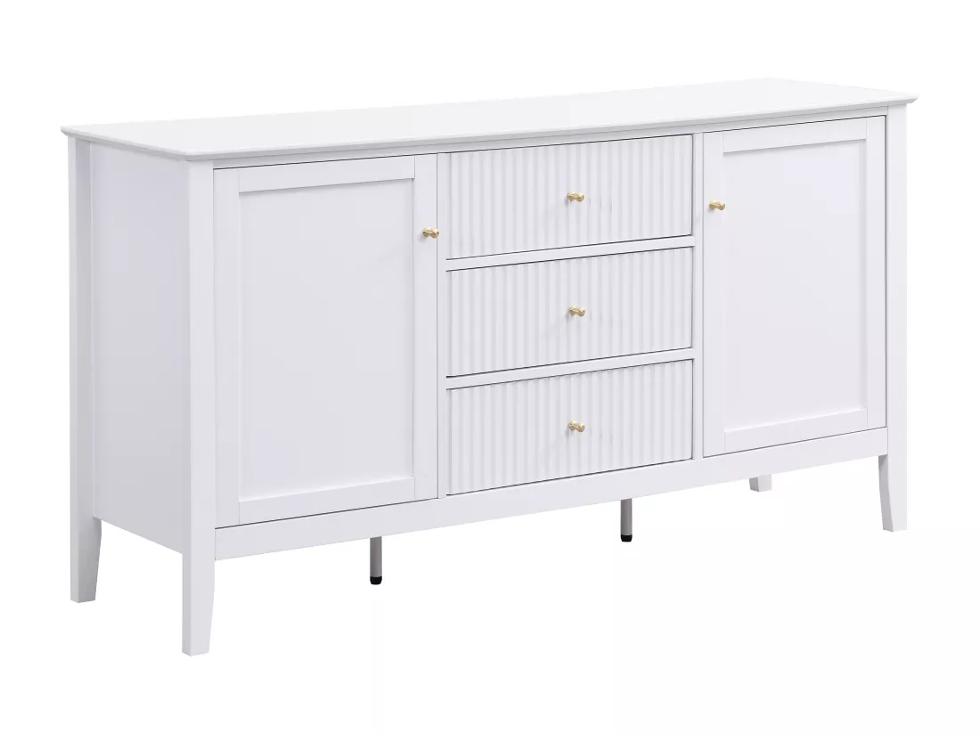 Buffet avec 2 portes et 3 tiroirs en MDF - Blanc - NARIVA