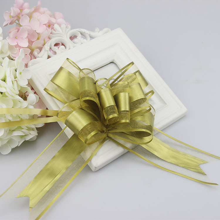 (10er Set) 20cm Wiederverwendbare Geschenk Maschen Deko Zug Schleifen - Gold