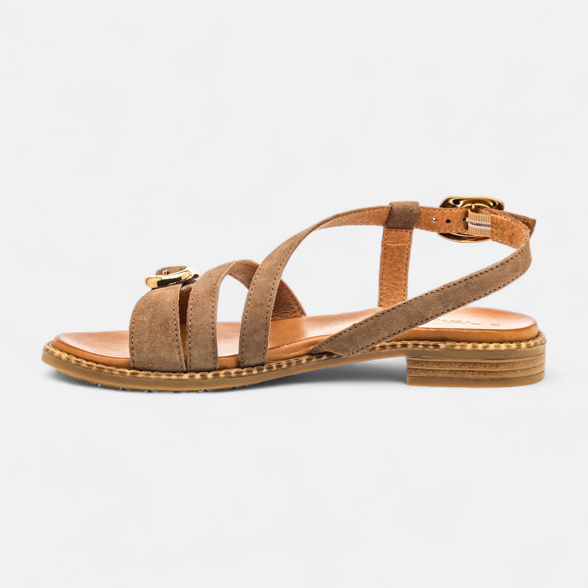 Nu-pieds Femme en cuir taupe