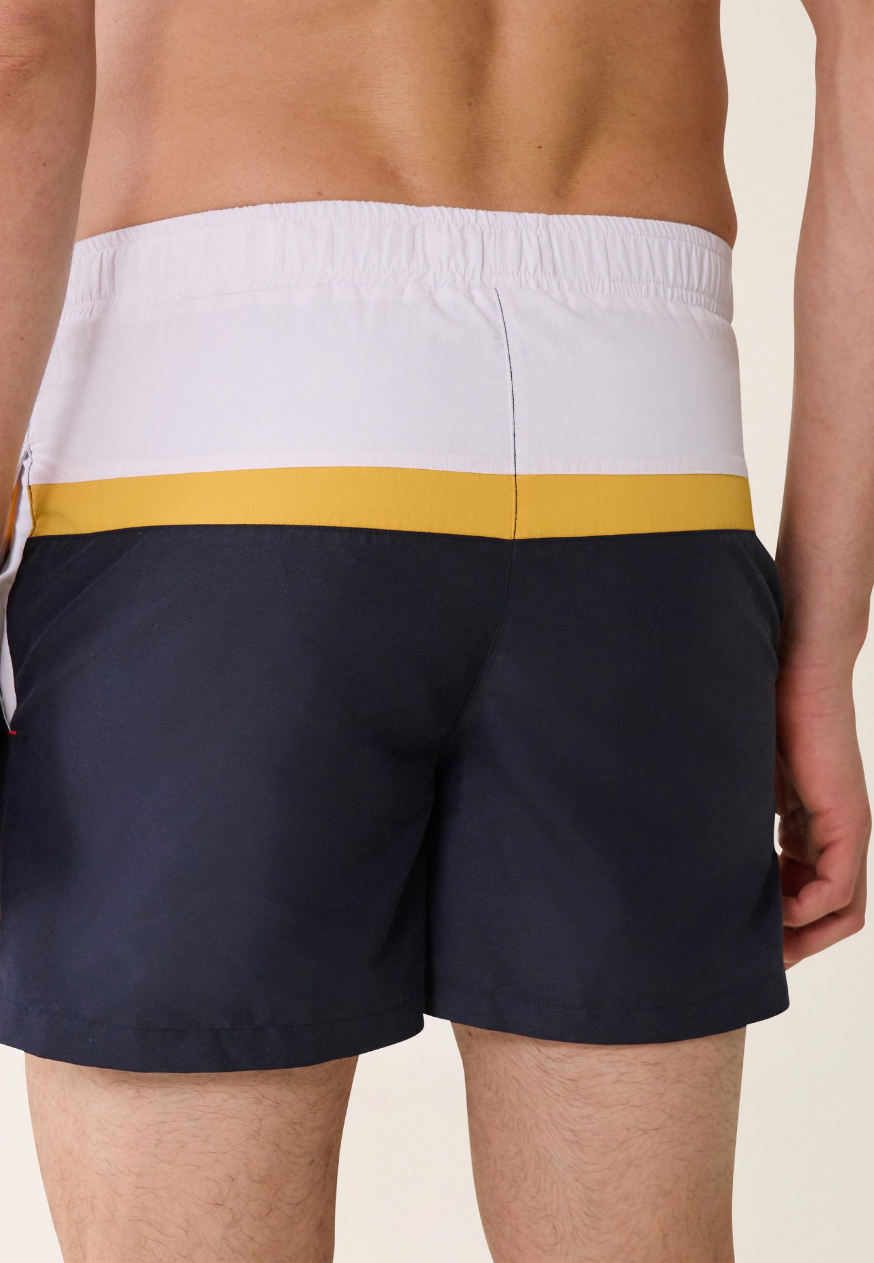 Short de bain court ceinture élastiquée-Cormoran Marine Jaune