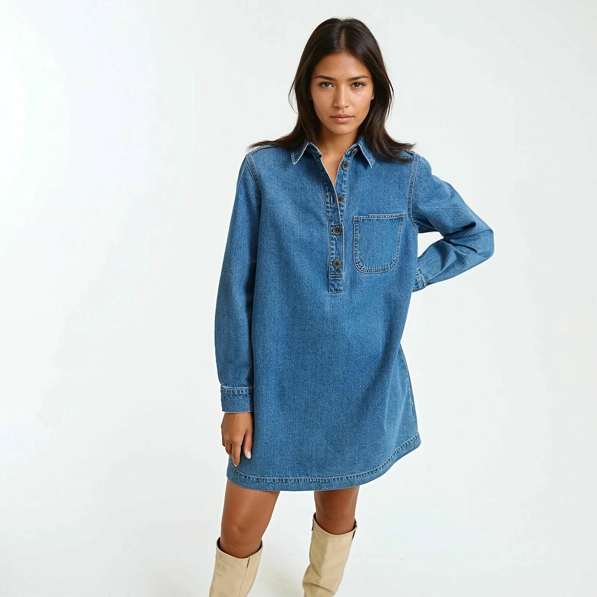 COLEÇÕES LA REDOUTE<br>Saia curta jeans, Assinatura ALBANE