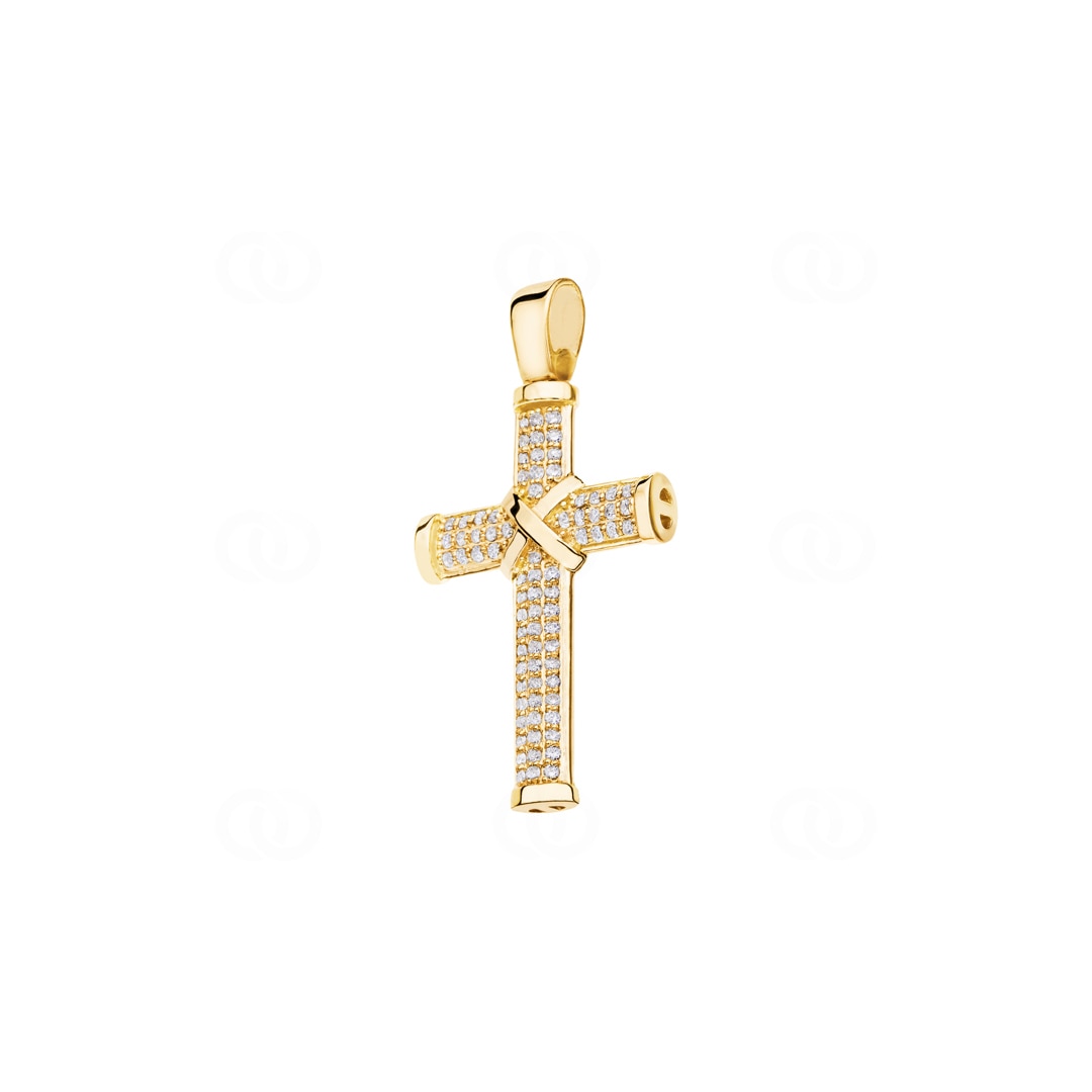 Kreuzanhänger 750/18 K Gelbgold mit Diamanten 0.49 ct H/si