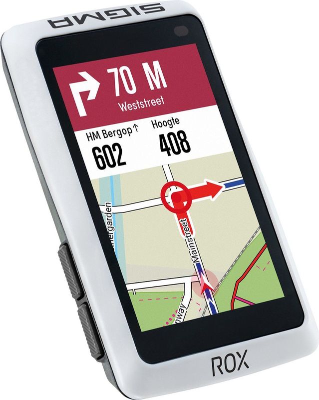 Sigma ROX Evo GPS Fietscomputer White long Butler GPS out front houder