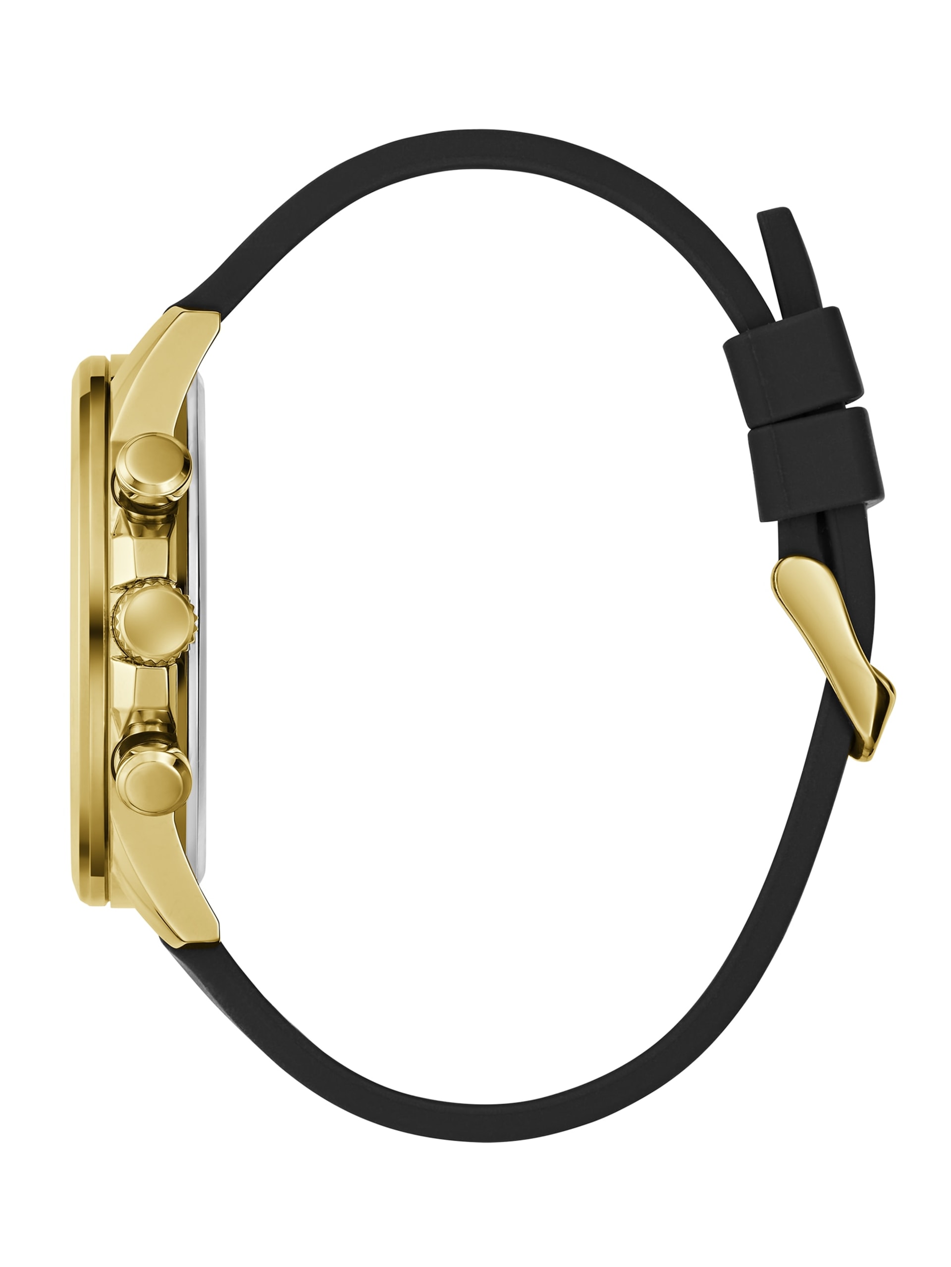 Relógio multifuncional em silicone preto e dourado