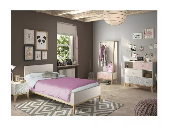 Chambre Enfant Complète (90*200) Bois blanchi - SOLVEIG