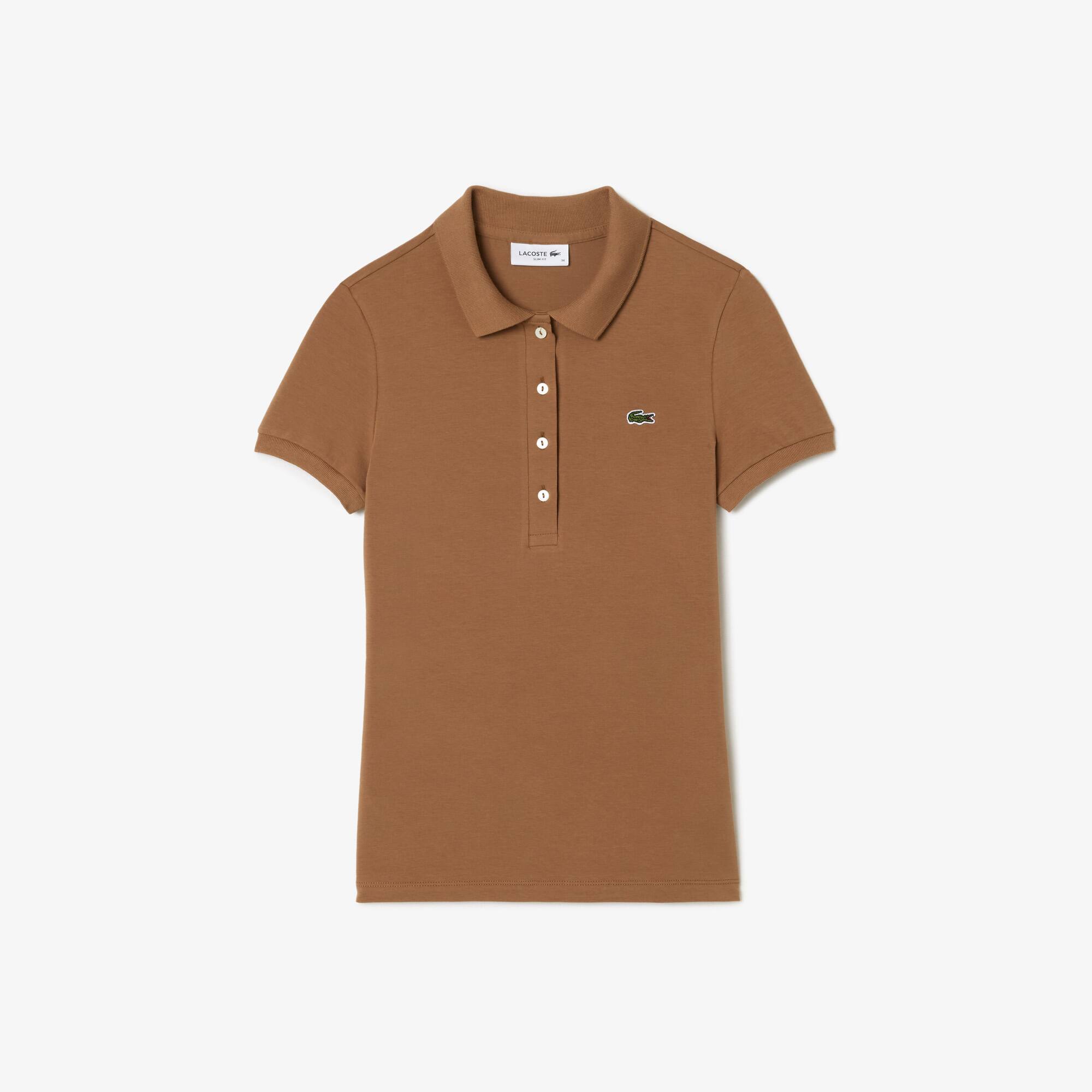 Slim Fit Poloshirt aus Baumwolljersey Kurze Ärmel - Braun - Lacoste - Damen