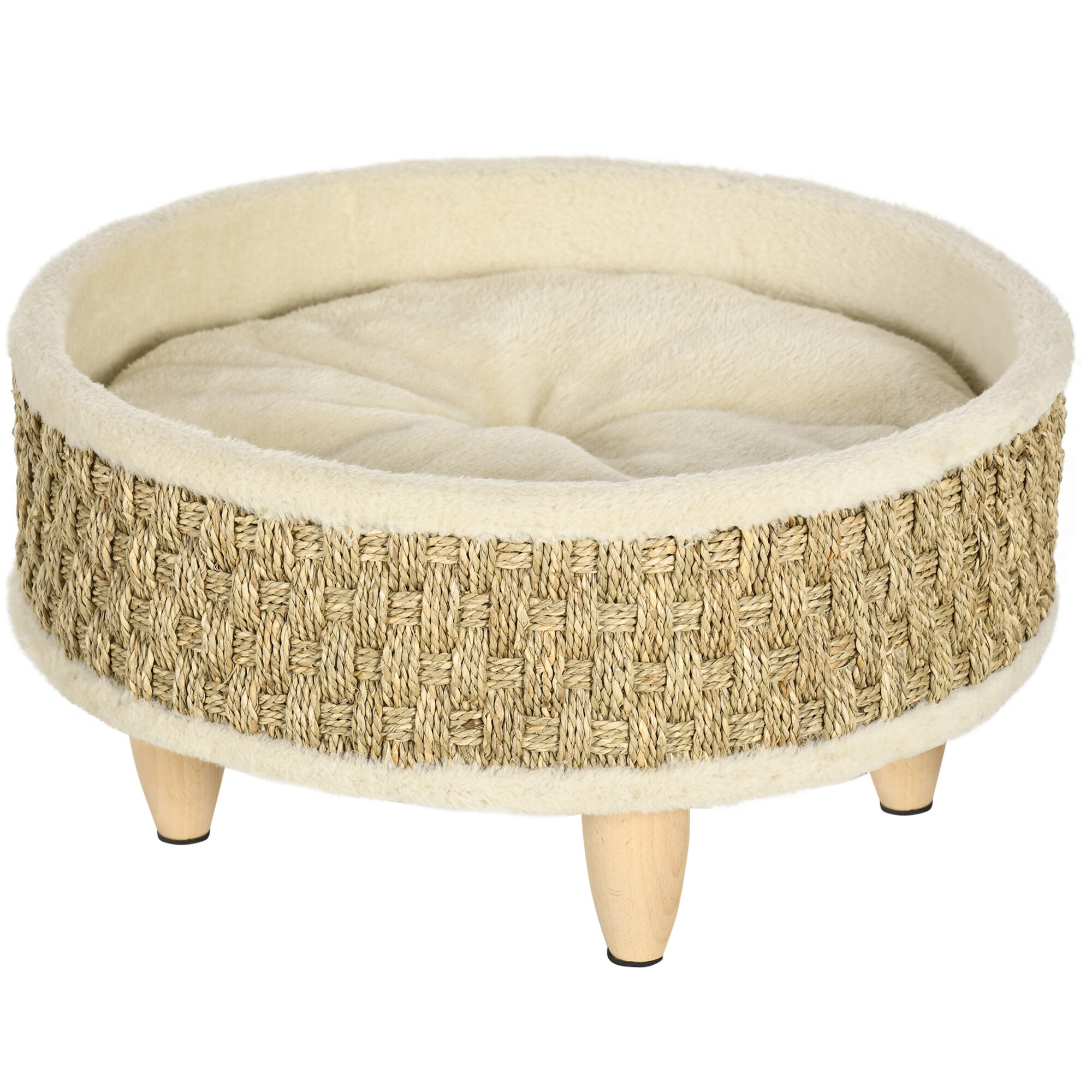 PawHut Haustierbett mit Kissen natur 48L x 48B x 24,5H cm