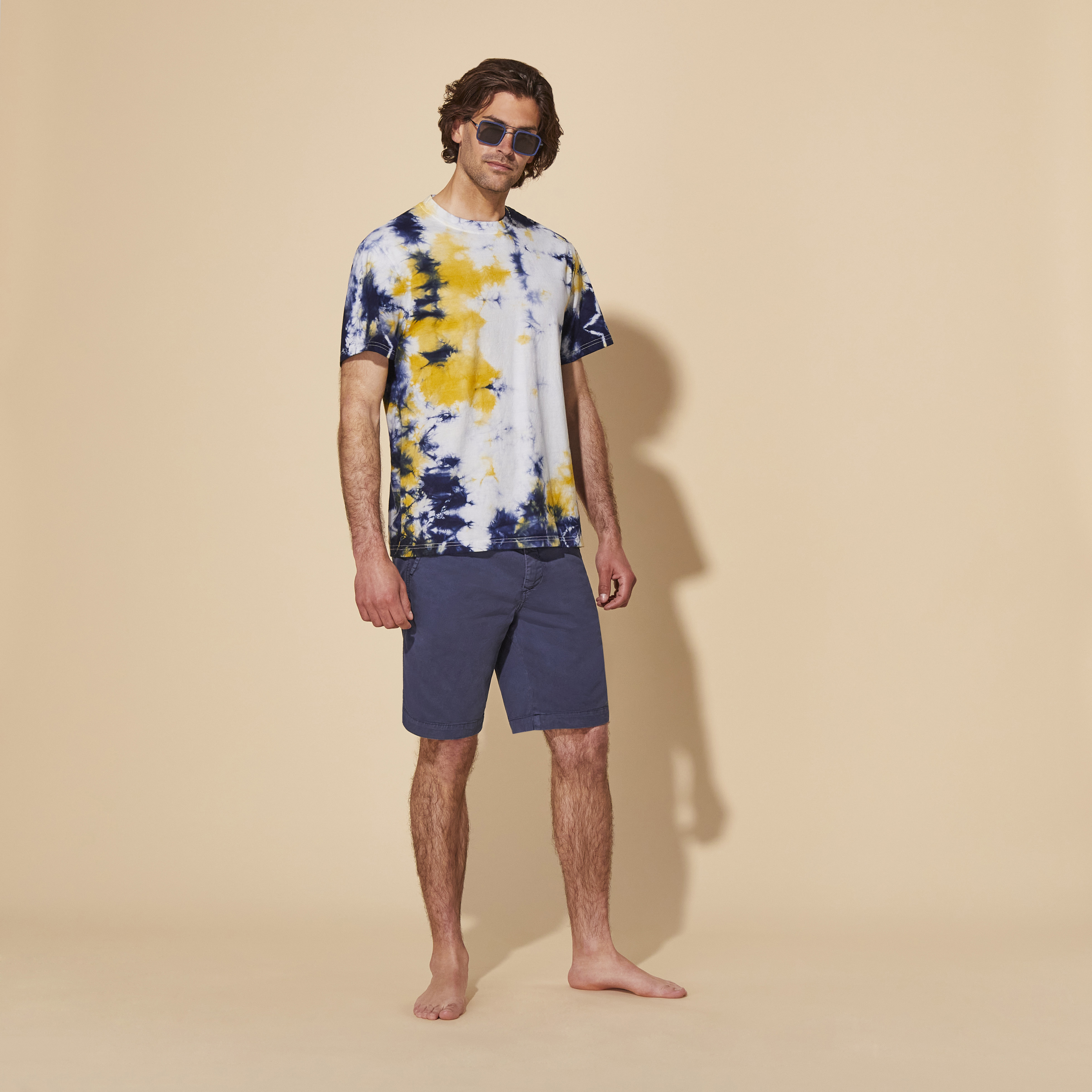 Bermuda en coton et tencel homme uni