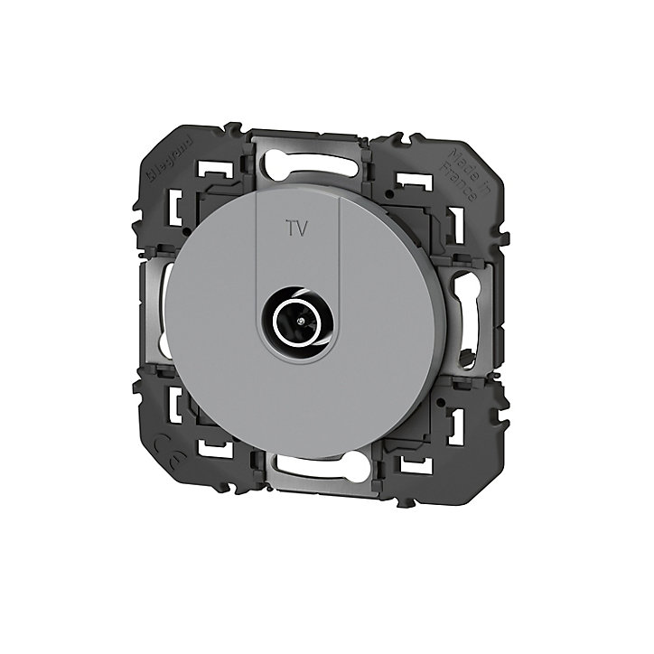 Prise TV Legrand Dooxie finition aluminium carrée