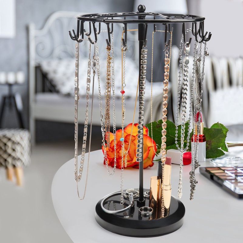 Zwart - Metalen Roterende Sieraden Houder - 23 Haken - Hang Organizer