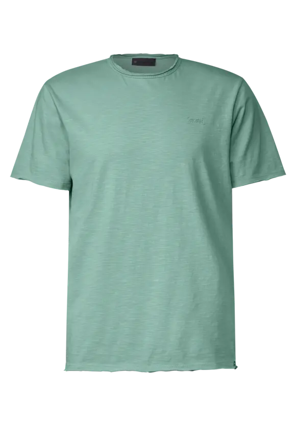 Slub T mit offenen Kanten - dust green