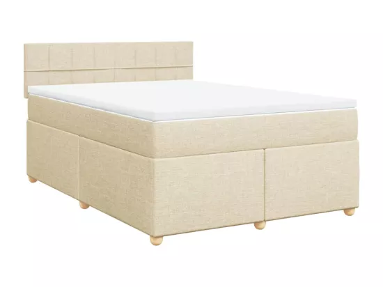 Sommier à lattes de lit avec matelas Crème 140x190 cm Tissu