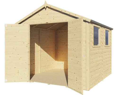 Tuinhuis blokhut Konsta XL, 19 mm dik, met vloer, 258 x 251 cm, natuurlijke afwerking