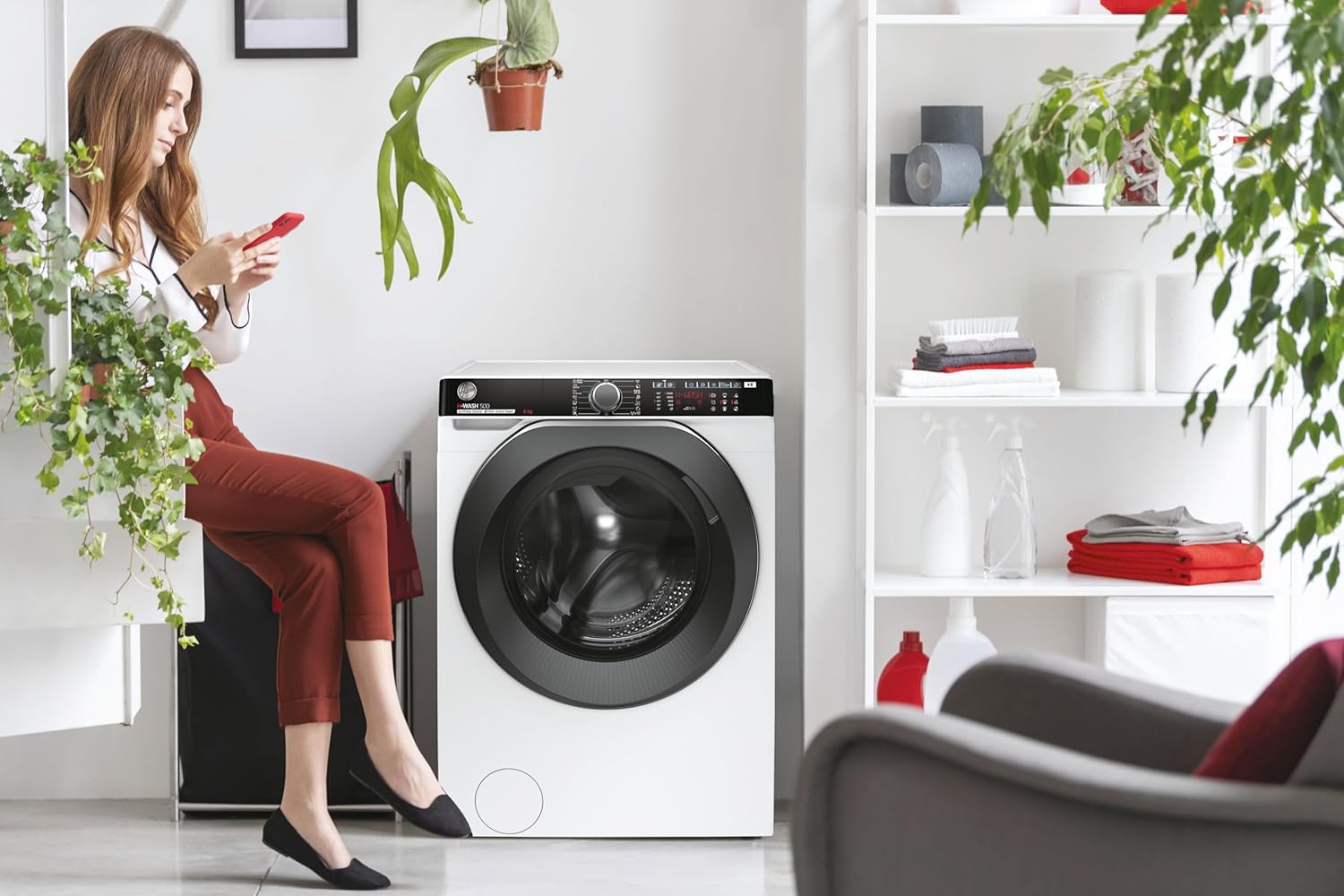 Hoover H-WASH 500 HWP 48AMBC/1-S Waschmaschine / 8 kg/Klasse A/Eco-Power Inverter Motor/Power Care System/ActiveSteam Dampf-Funktion/Wi-Fi