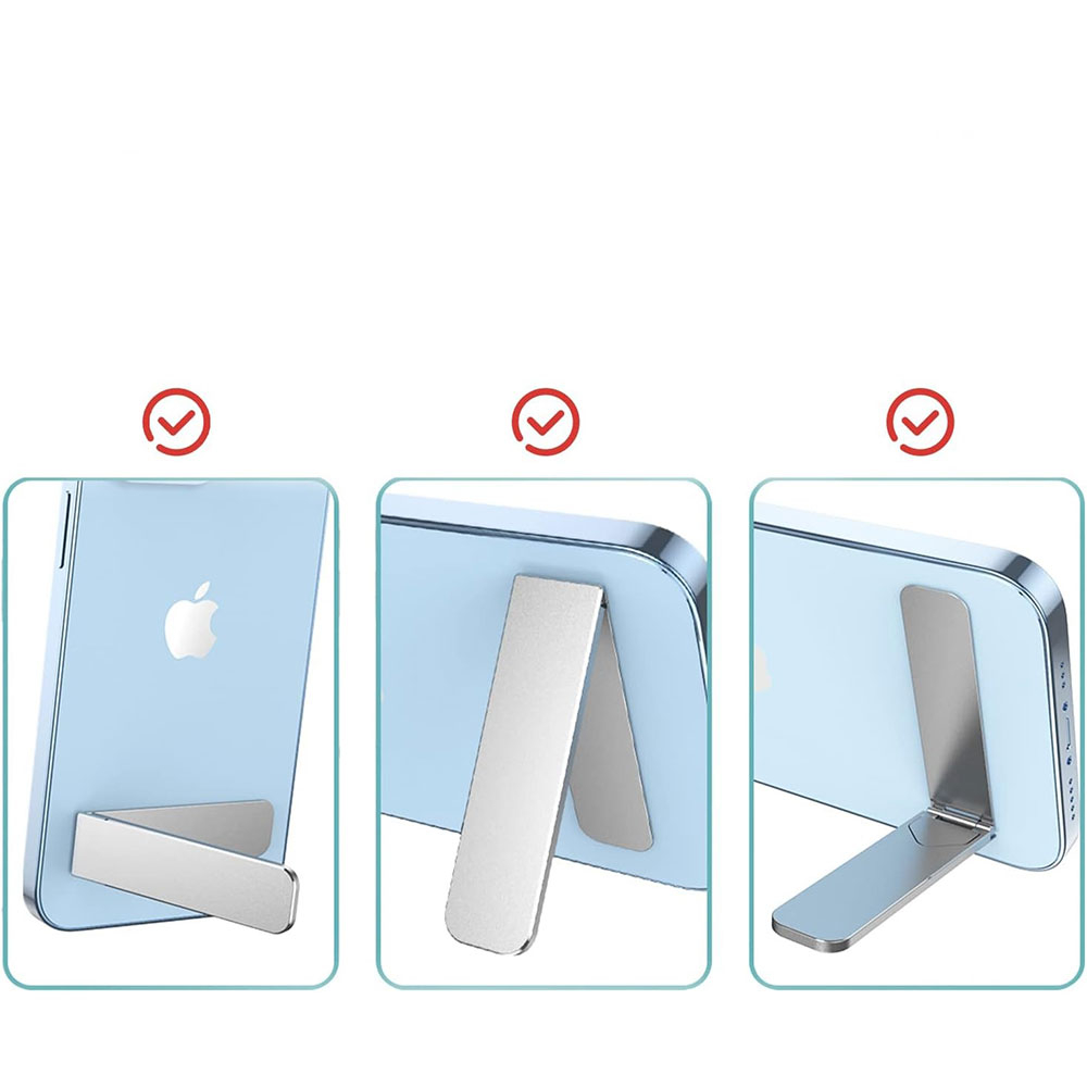 Ultra dünne faltbare magnetische Aluminium Handy / Smartphone Halterung Tisch Ständer - Silber