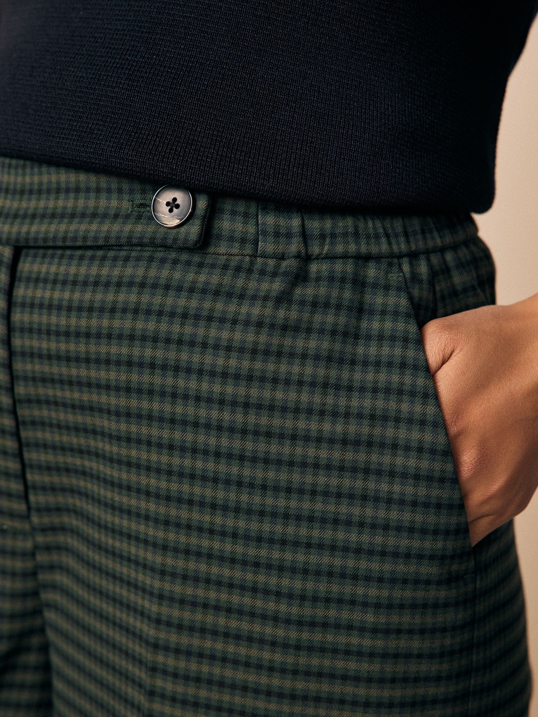 Groen - Check Elasticated Back Wide Leg Trousers