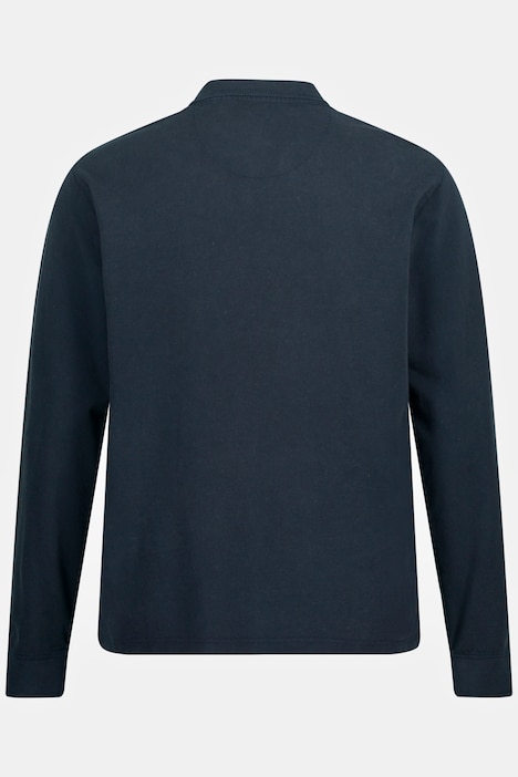 Poloshirt, Langarm, Piqué, vorgewaschen, Brustprint