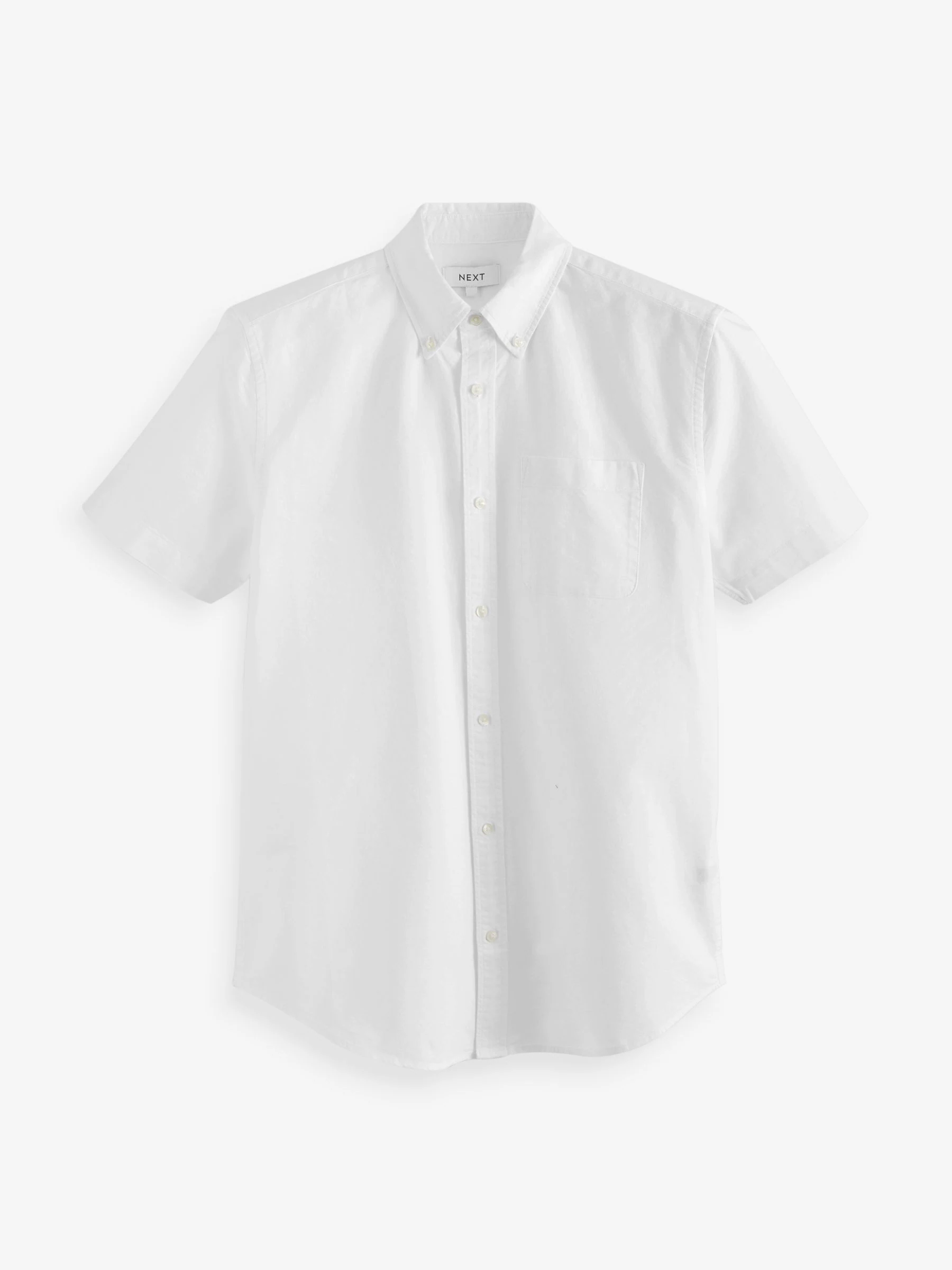 Wit - 100% katoenen Oxford-overhemden met korte mouwen, set van 2