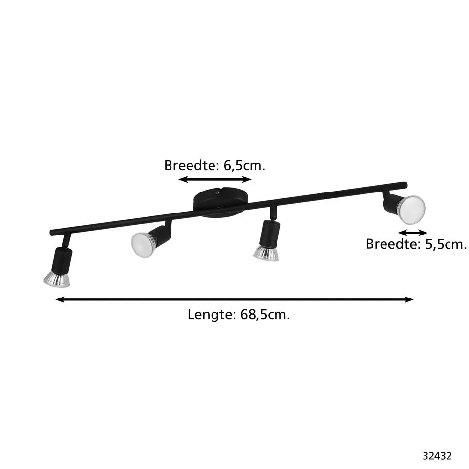 EGLOBuzz-LedSpot-GU10-68,5cm-Zwart