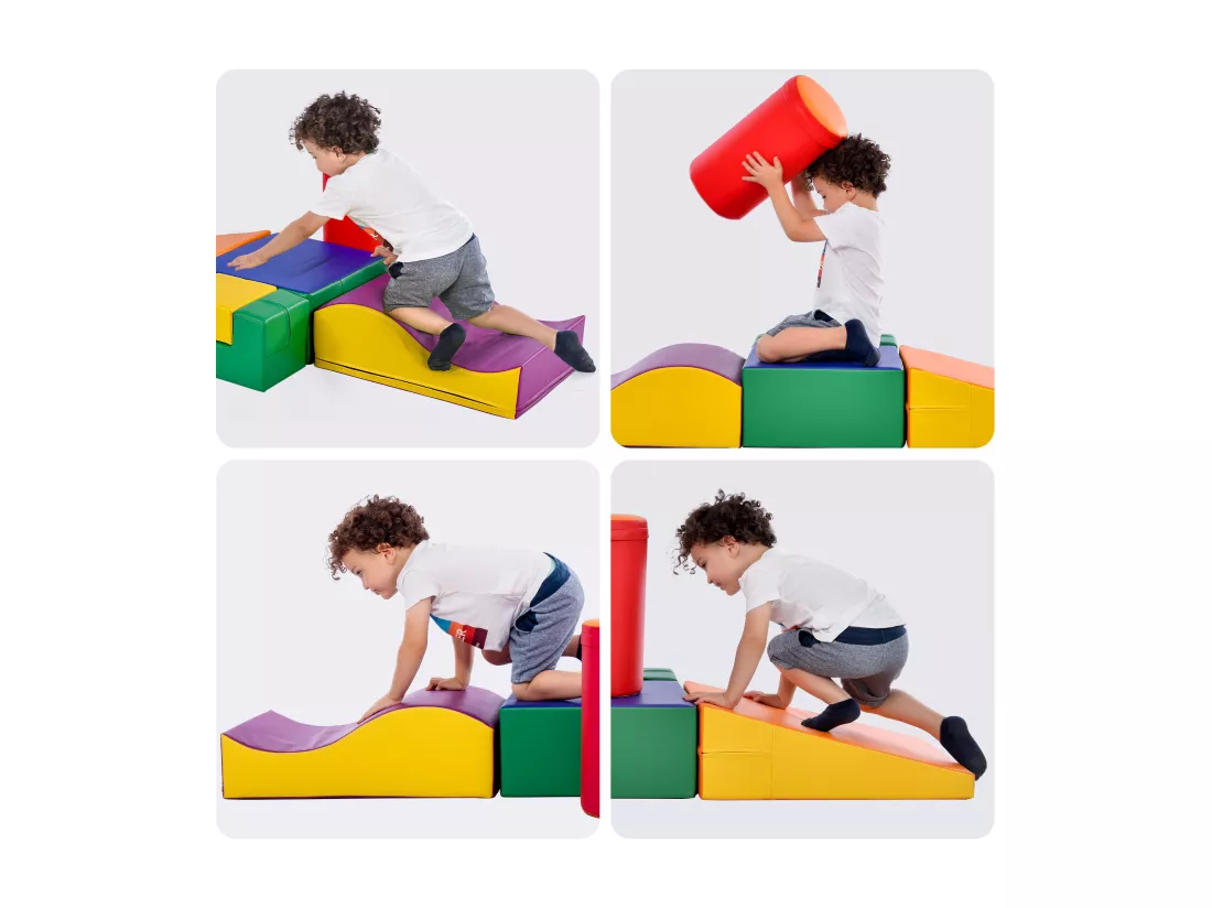 6 Pièces Aire de jeux Blocs De Construction Géants Souples , Modules Courir Et Grimper, PU - orange